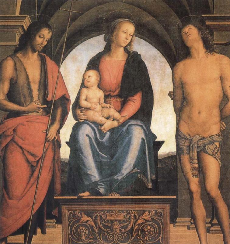 Pietro vannucci called IL perugino The Madonna and the Nino enthroned, with the Holy Juan the Baptist and Sebastian china oil painting image